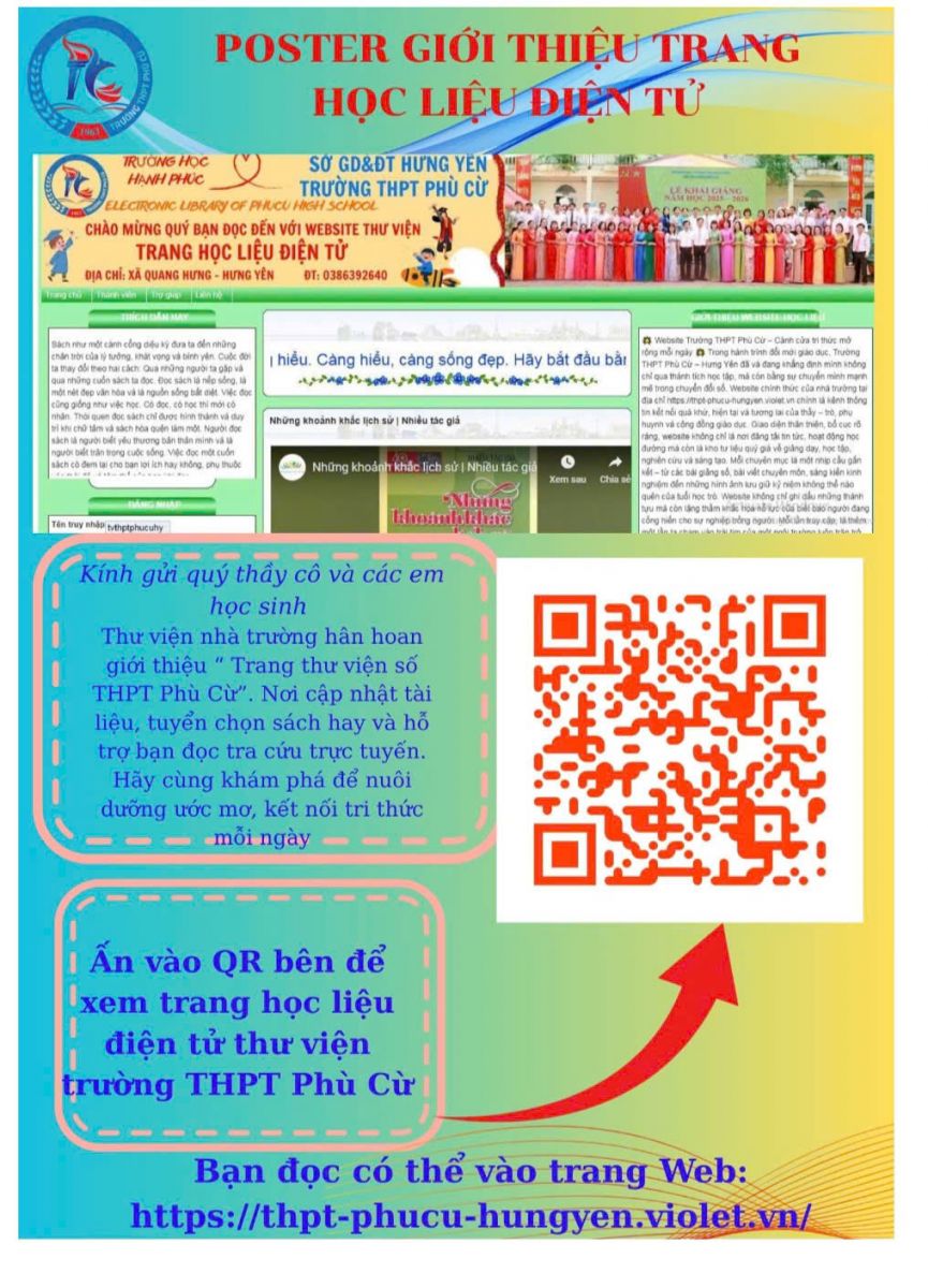 THÔNG BÁO VỀ VIỆC GIỚI THIỆU THƯ VIỆN ĐIỆN TỬ TRƯỜNG THPT PHÙ CỪ